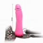 Женский розовый страпон с вибрацией - 18,5 см. (Baile BW-022028-0101)