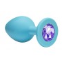 Малая голубая анальная пробка Emotions Cutie Small с фиолетовым кристаллом - 7,5 см. (Lola Games 4011-05Lola)