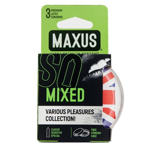 Презервативы в пластиковом кейсе MAXUS AIR Mixed - 3 шт. (Maxus MAXUS AIR Mixed №3)