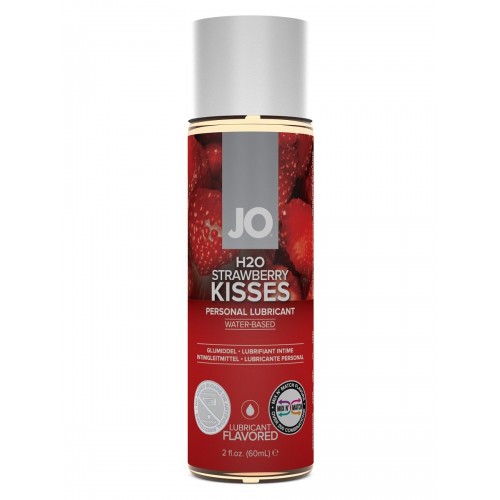 Лубрикант на водной основе с ароматом клубники JO Flavored Strawberry Kisses - 60 мл. (System JO JO20118)