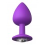 Фиолетовая анальная пробка со стразом Her Little Gem Large Plug - 9,5 см. (Pipedream PD4951-12)