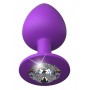 Фиолетовая анальная пробка со стразом Her Little Gem Large Plug - 9,5 см. (Pipedream PD4951-12)