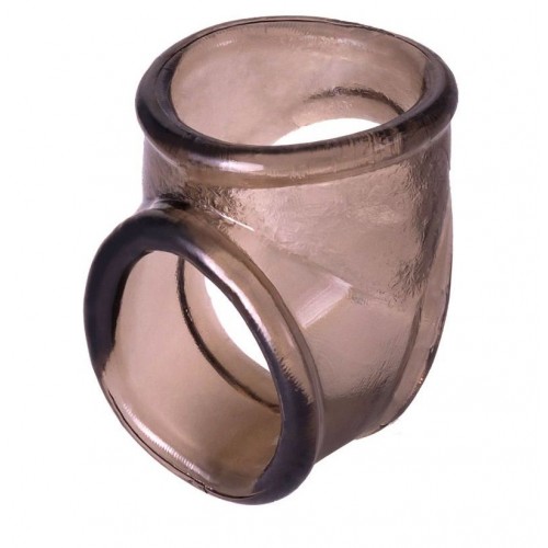 Дымчатое эрекционное кольцо с фиксацией мошонки (ToyFa 748031)