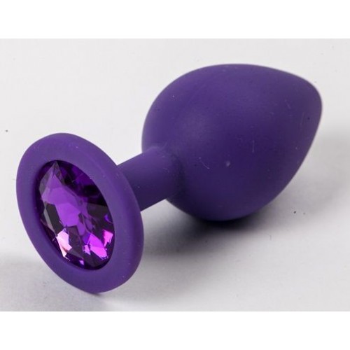 Большая фиолетовая силиконовая пробка с фиолетовым кристаллом - 9,5 см. (4sexdreaM 47116-2)