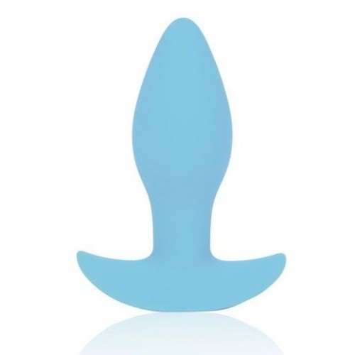 Голубая коническая анальная вибровтулка с ограничителем - 8,5 см. (Bior toys ST-40178-12)