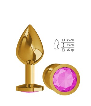 Золотистая средняя пробка с розовым кристаллом - 8,5 см..