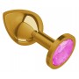 Золотистая средняя пробка с розовым кристаллом - 8,5 см. (Джага-Джага 520-06 pink-DD)
