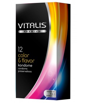 Цветные ароматизированные презервативы VITALIS PREMIUM color   flavor - 12 шт.