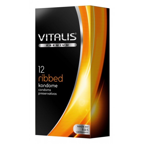 Ребристые презервативы VITALIS PREMIUM ribbed - 12 шт. (Vitalis VITALIS PREMIUM №12 ribbed)
