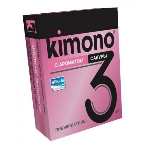 Презервативы KIMONO с ароматом сакуры - 3 шт. (Kimono 452/1)