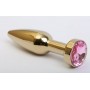 Золотистая анальная пробка с розовым кристаллом - 11,2 см. (4sexdreaM 47198-6)