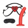 Красный поясной фаллоимитатор Red Heart Strap on Harness   5in Dildo Set - 12,25 см. (Lux Fetish LF1379)