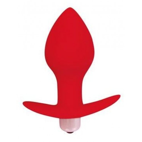 Красная коническая анальная вибровтулка с ограничителем - 8 см. (Bior toys ST-40169-3)
