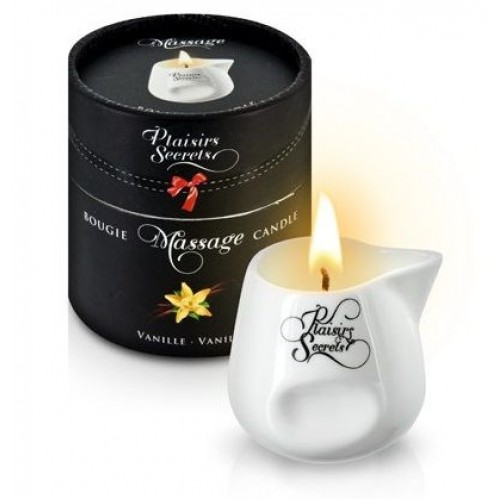 Массажная свеча с ароматом ванили Bougie Massage Gourmande Vanille - 80 мл. (Plaisir Secret 826010)