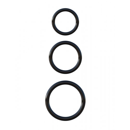 Набор из трех черных эрекционных колец Silicone 3-Ring Stamina Set (Pipedream PD5912-23)