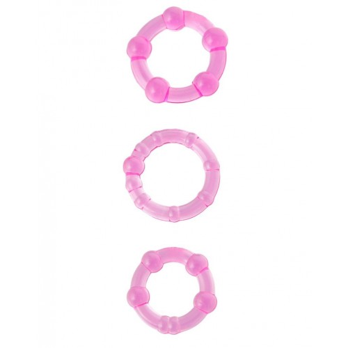 Набор из 3 стимулирующих эрекционных колец розового цвета (Toyfa Basic 888300-3)