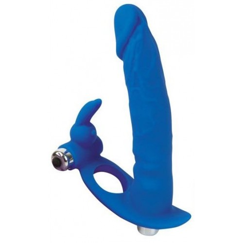 Синяя вибронасадка для двойного проникновения - 15 см. (Bior toys ST-40172-2)