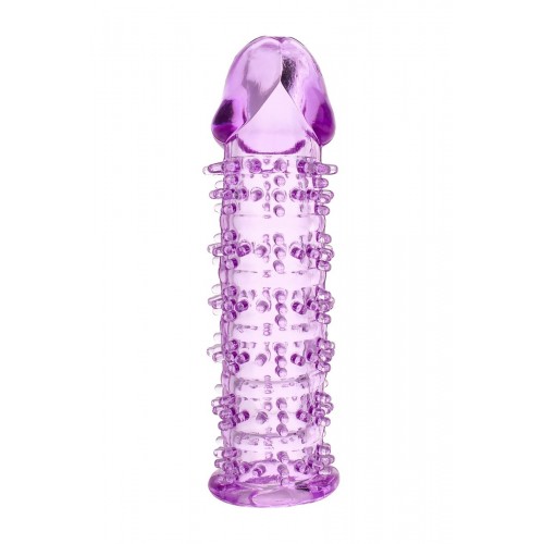 Гелевая фиолетовая насадка на фаллос с шипами - 12 см. (Toyfa Basic 818031-4)
