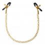 Чёрные с золотом зажимы на соски Gold Chain Nipple Clamps (Pipedream PD3977-27)