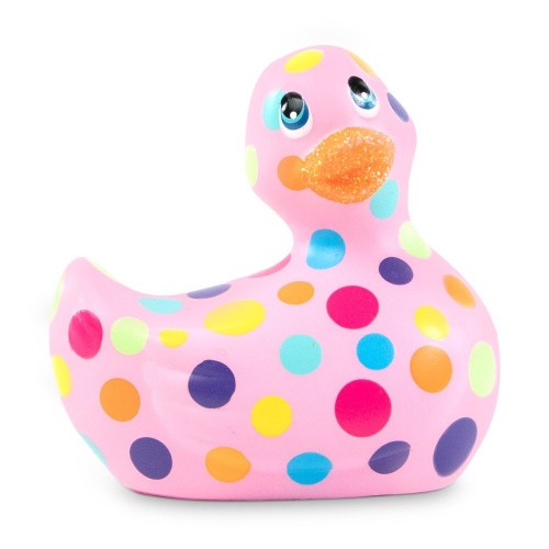 Розовый вибратор-уточка I Rub My Duckie 2.0 Happiness в разноцветный горох (Big Teaze Toys 27376)