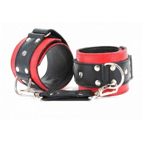 Красно-чёрные кожаные наручники (БДСМ Арсенал 51002ars)