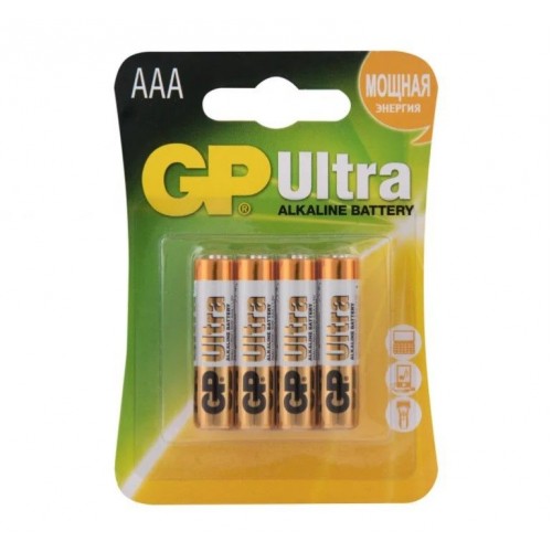 Батарейки алкалиновые GP Ultra Alkaline 24А AАA/LR03 - 4 шт. (Элементы питания 2922)