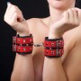Красно-чёрные наручники из кожи (Sitabella 3050-12)