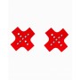 Красные пэстисы-кресты с клепками (Джага-Джага 941-11-2 red dd)