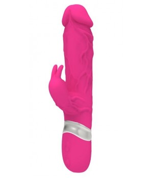 Розовый реалистичный вибратор-кролик - 23 см.