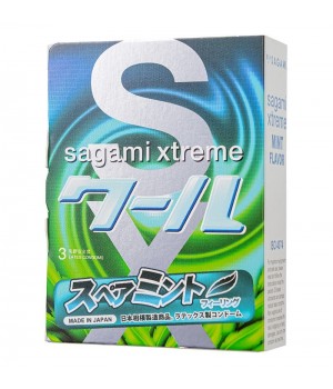 Презервативы Sagami Xtreme Mint с ароматом мяты - 3 шт.