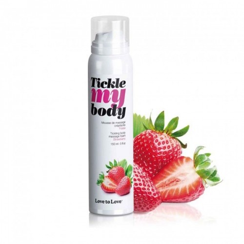 Массажная хрустящая пенка Tickle My Body Strawberry с ароматом клубники - 150 мл. (Love to Love 6040294)