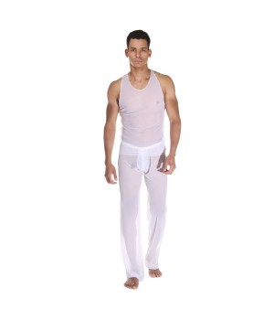 Белый полупрозрачный комплект: майка и брюки..