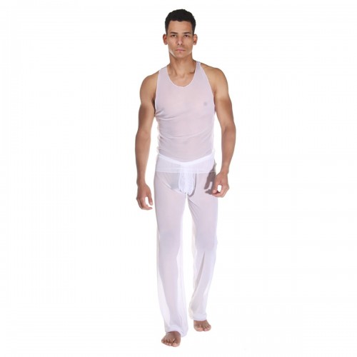 Белый полупрозрачный комплект: майка и брюки (La Blinque LB15505)