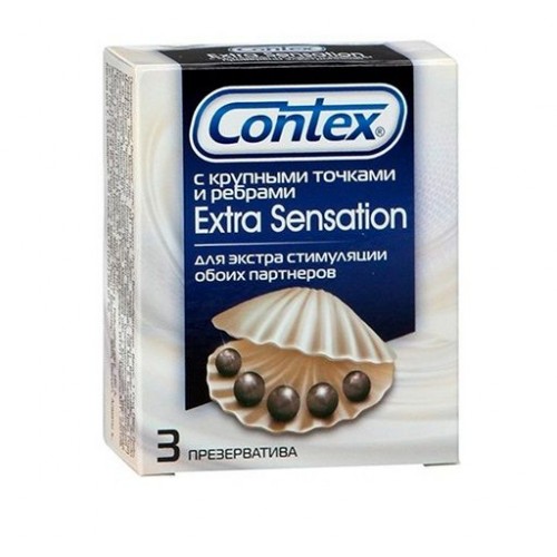 Презервативы с крупными точками и рёбрами Contex Extra Sensation - 3 шт. (Contex Contex Extra Sensation №3)